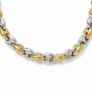 Sterling Silver & 18k Gold Plated 6mm Anchor Link Necklace, 18 Inch